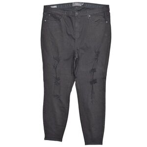 Torrid Sky High Skinny Black Distressed Jeans 22T tall